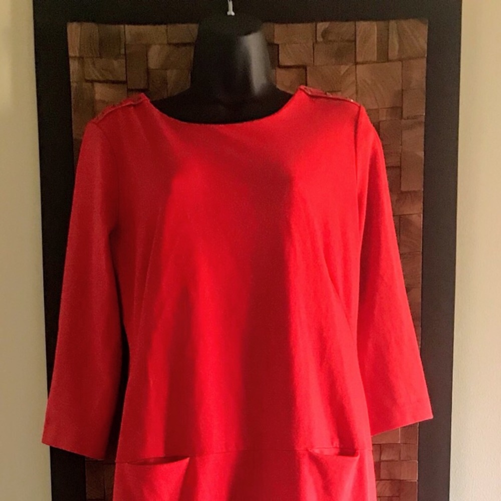 Banana Republic Red 3/4 Shift Dress - M
